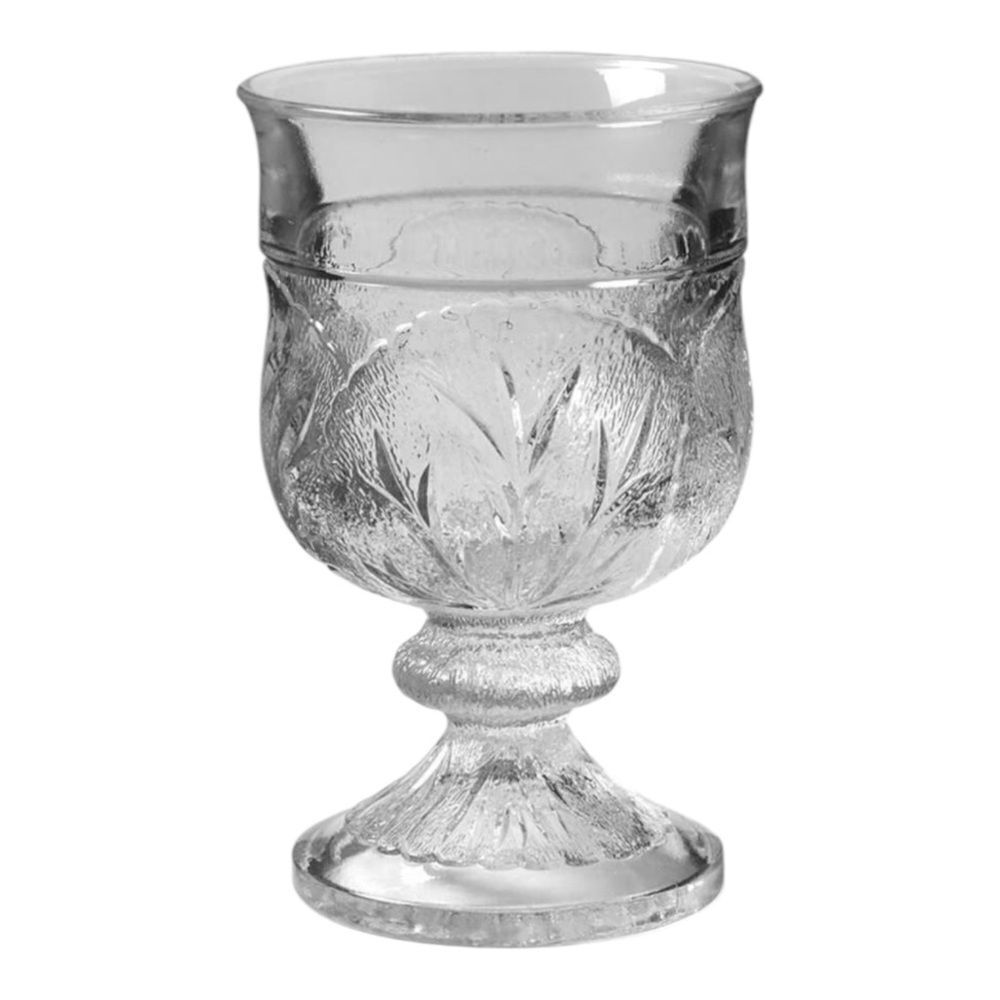 Indiana Glass Pebble Leaf Clear Water Goblet Heavy Vintage
